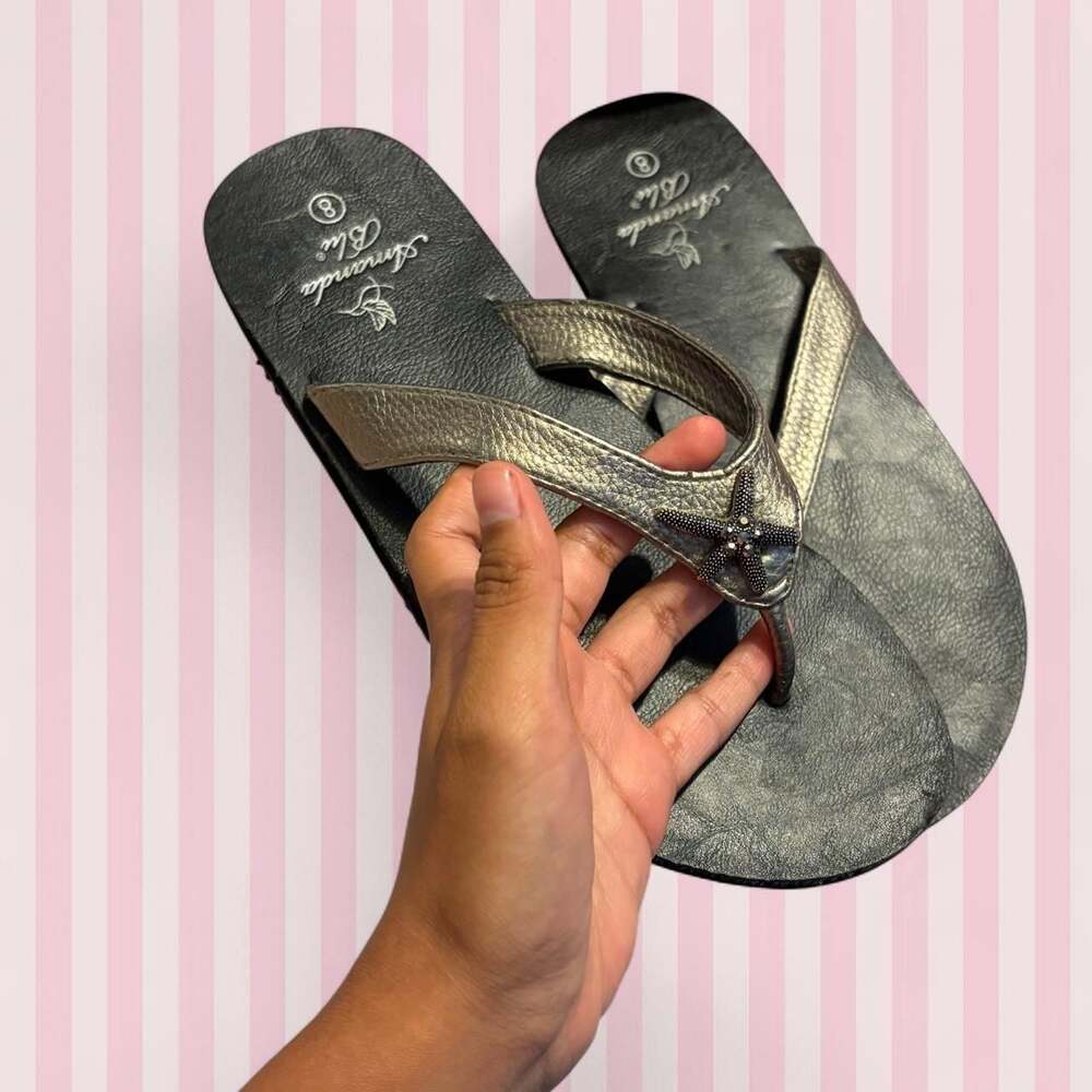Amanda Blu Starfish Embellished Sandals Black and Silver Size 8